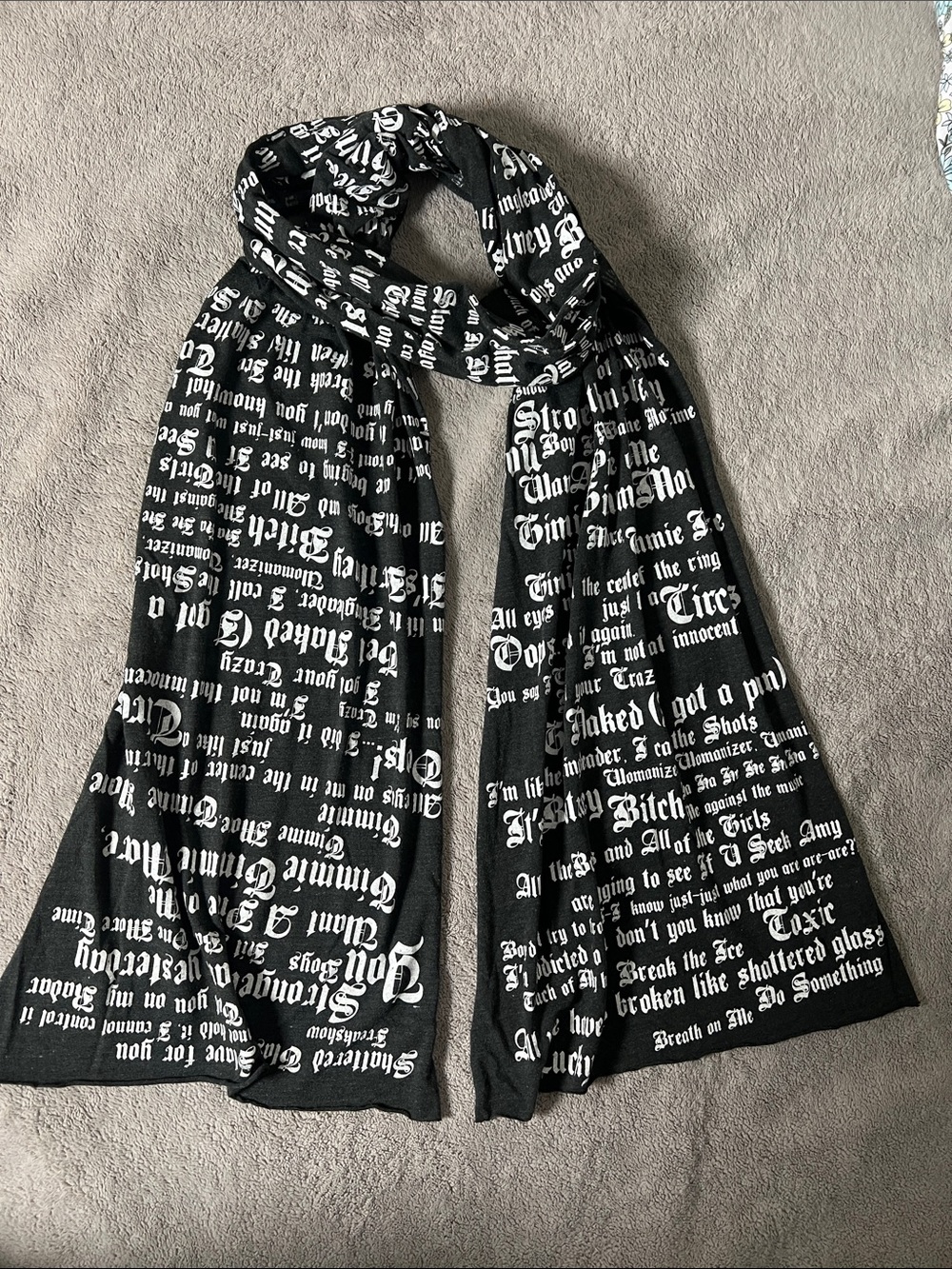 Black Text Print Scarf